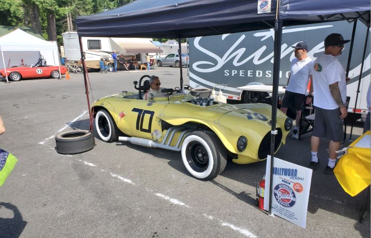 Dr Ernie Nagamatsu in his Old Yeller II famous historic race car