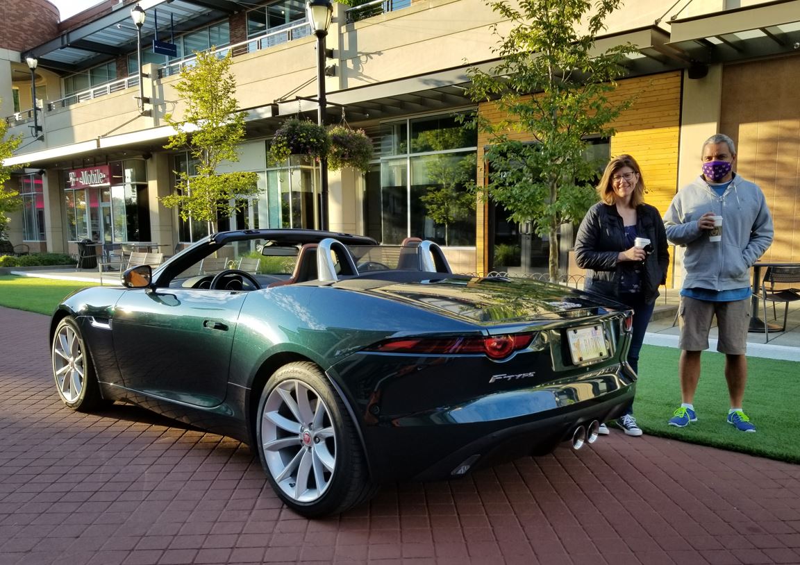 2018 F-Type convertible in British Racing Green.   I took this picure at 7:40am and Maura and Lennon Shank signed up for membership in the Seattle Jaguar Club at 8:07am.  My greatest success story! 
