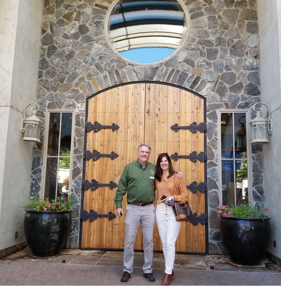 The front door to the winery was amazing.  Kent and Lisa posed for me.