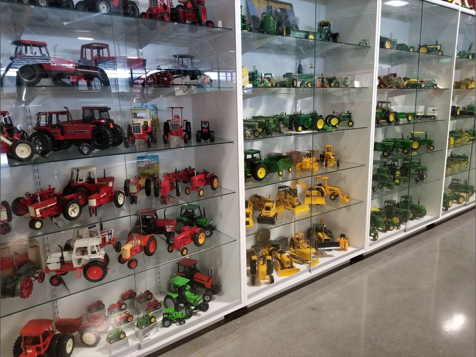 Impressive collection of old tractor models.