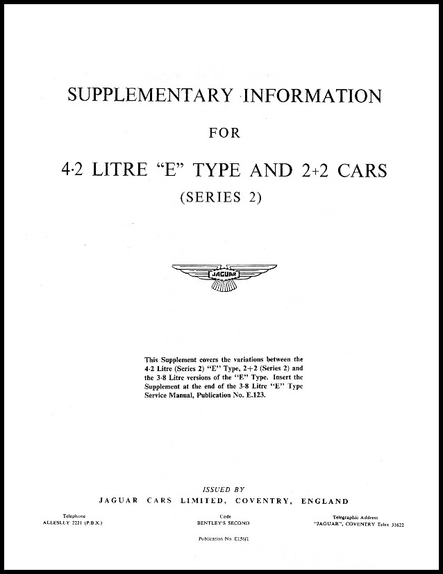 E-Type Series 2 Supplimentary Service Manual