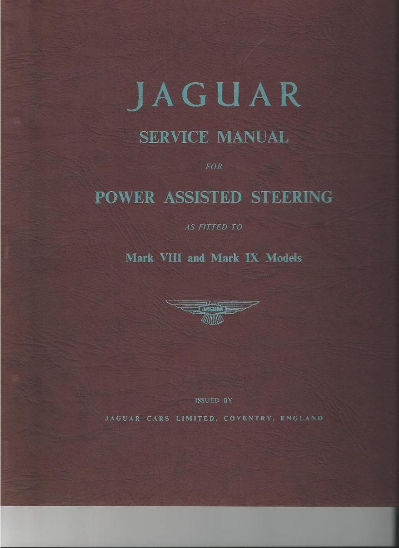 Power steering manual for the Mk VIII and IX models